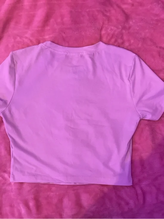 SHEIN Pink 'Angel' Graphic Cropped Tee - Picture 2 of 3